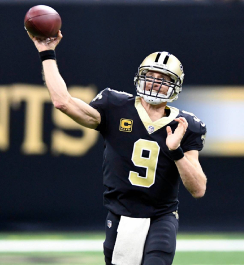 Drew Brees throwing a football