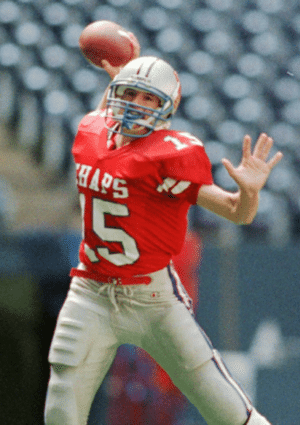 Drew Brees throwing a football in high school